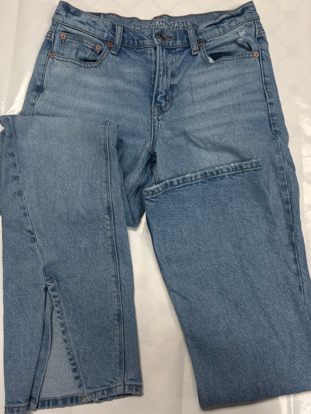 American Eagle Outfitters Light Blue Ankle-Crop High-Rise Stretch Jeans